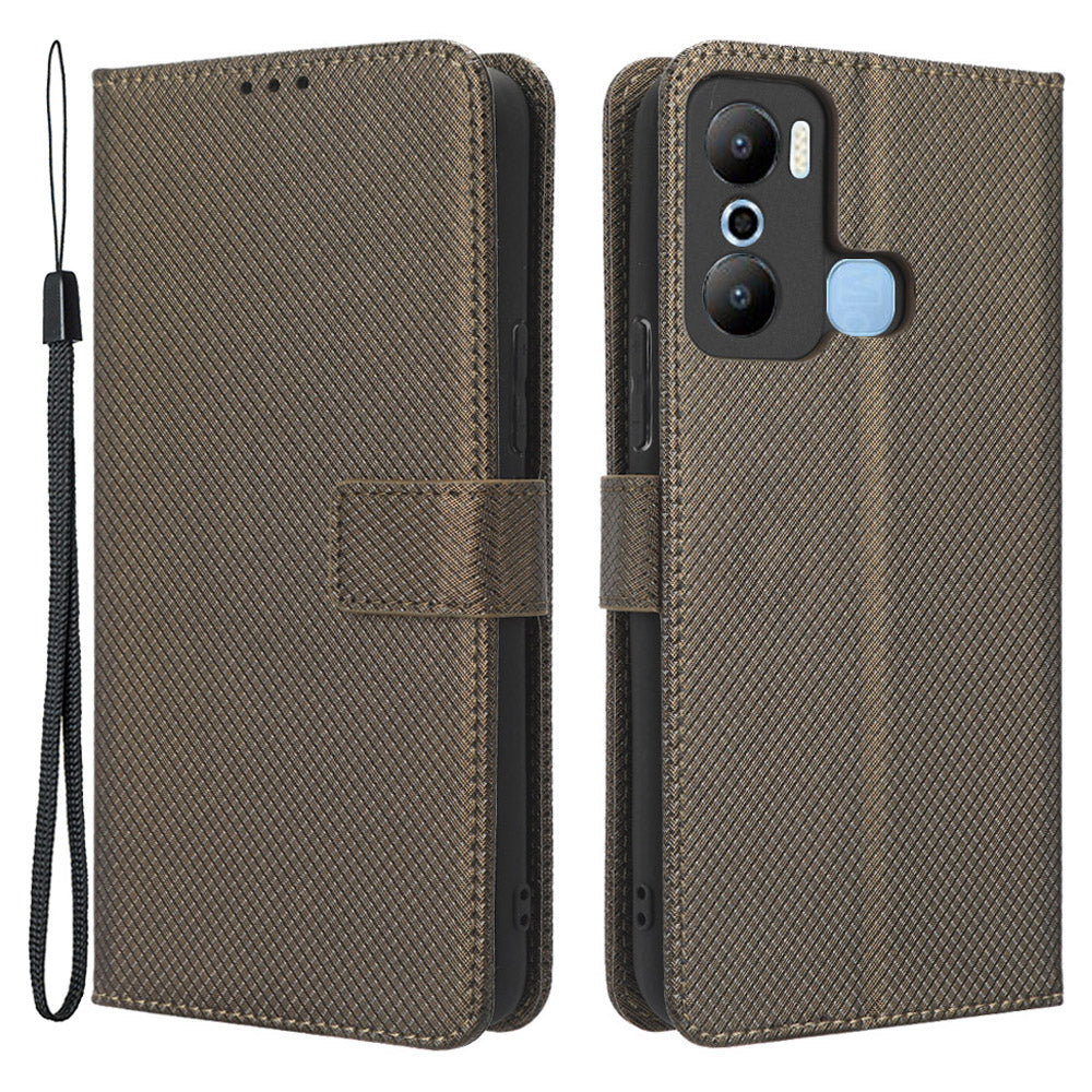 For Infinix Hot 20 Play 4G Diamond Texture PU Leather Wallet Cover Stand Smartphone Case For Infinix Hot 20 Play 4G Diamond Texture PU Leather Wallet Cover Stand Smartphone Case